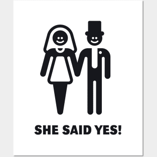 She Said Yes! (Groom / Smile / Black) Posters and Art